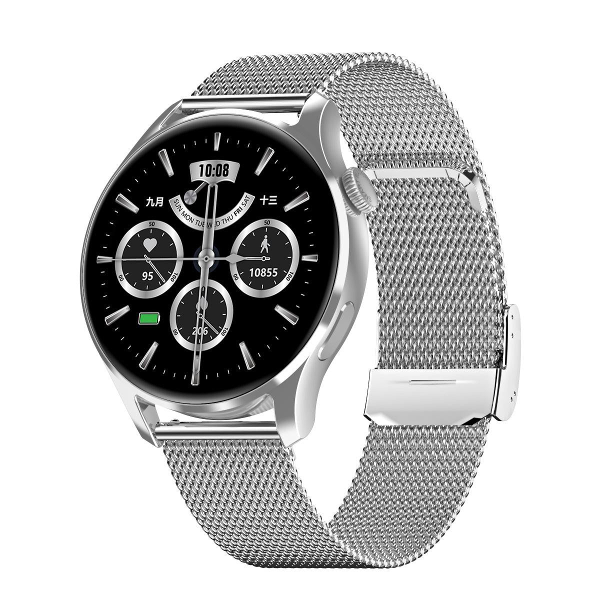 1.32 Inch Heart Rate Monitoring Smart Watch With Payment Function - Black Leather