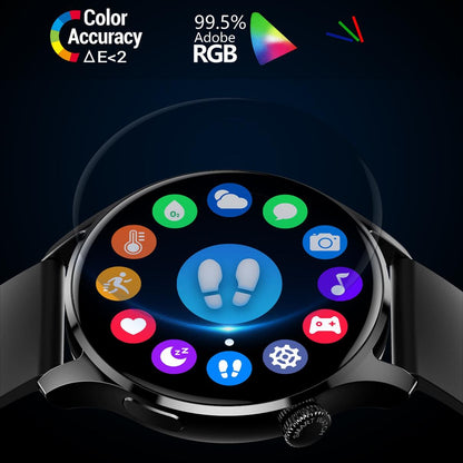 1.32 Inch Heart Rate Monitoring Smart Watch With Payment Function - Black Leather
