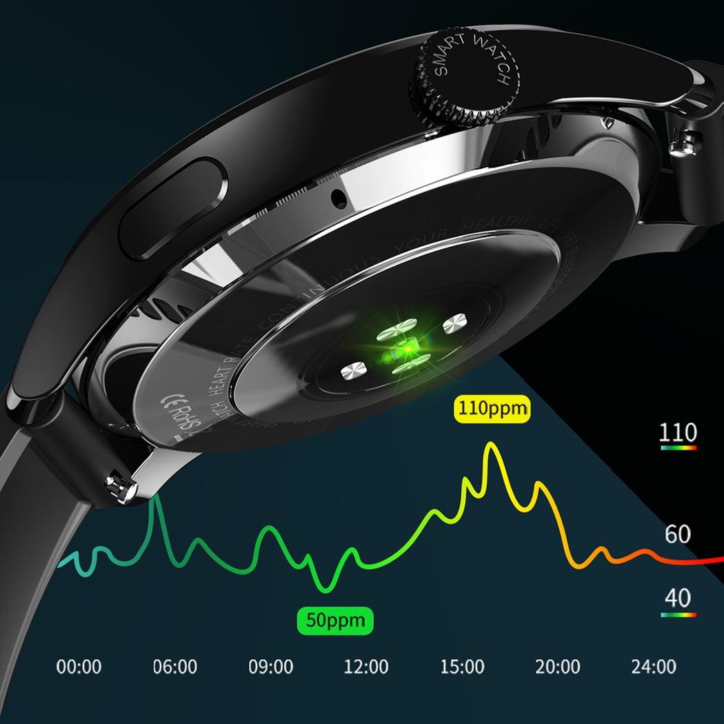 1.32 Inch Heart Rate Monitoring Smart Watch With Payment Function - Black Leather
