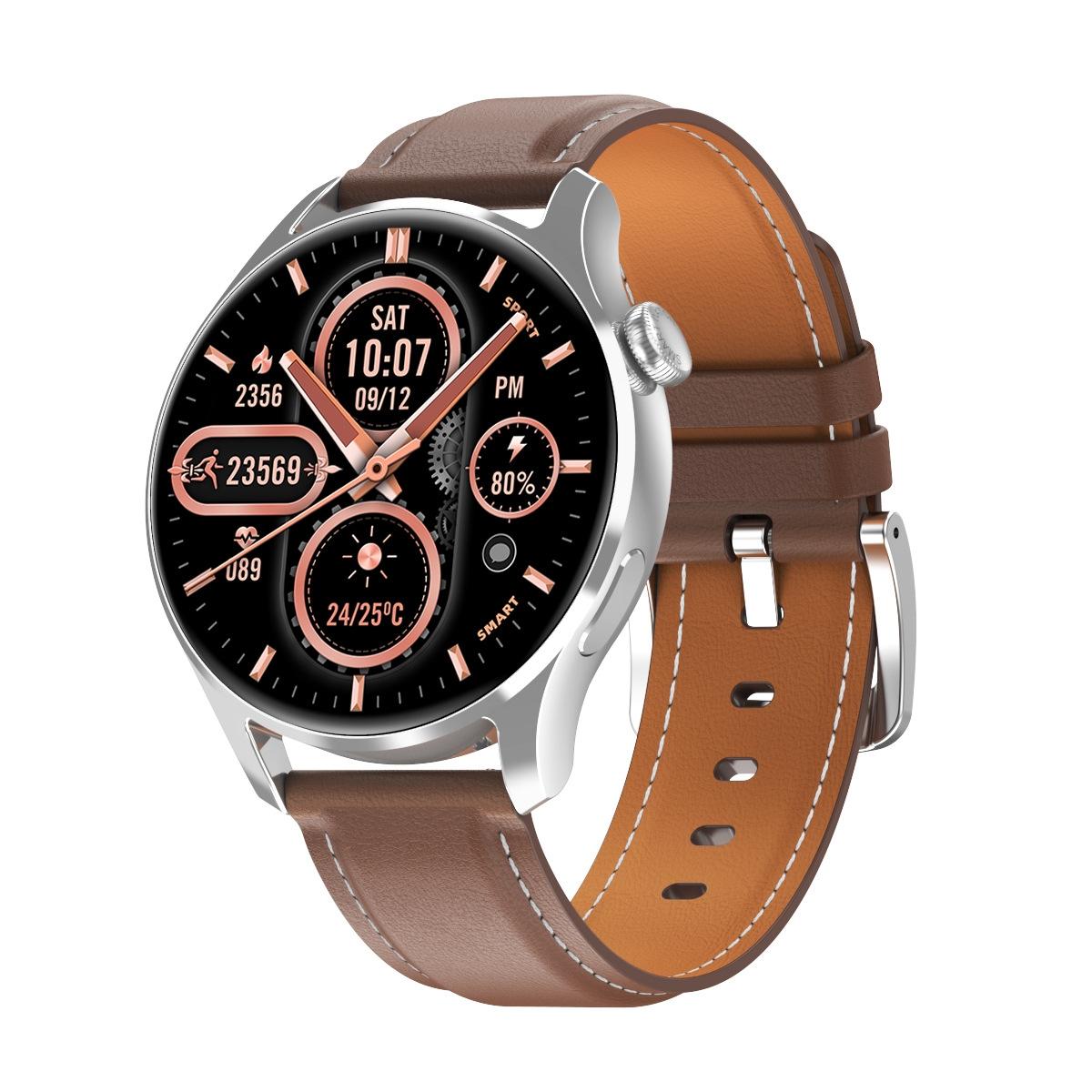 1.32 Inch Heart Rate Monitoring Smart Watch With Payment Function - Black Leather