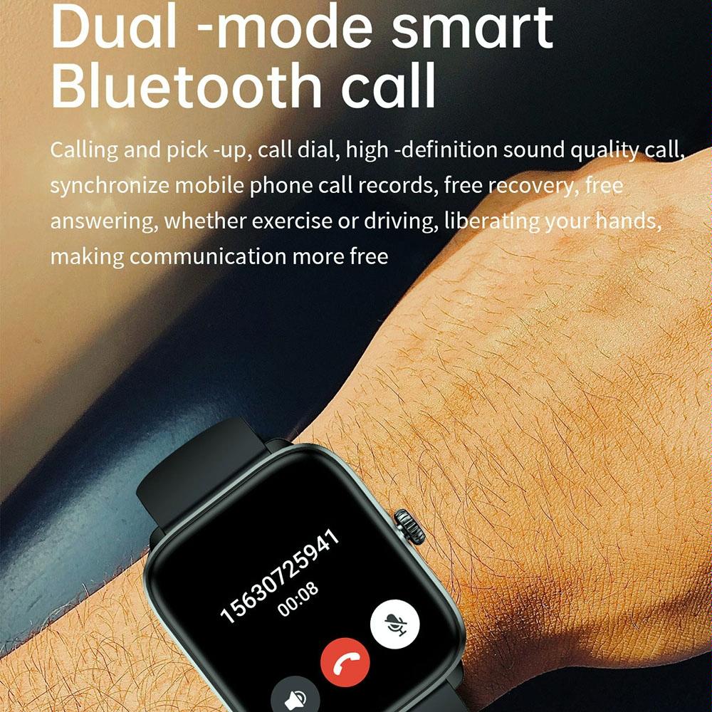 1.96 Inch Ip67 Waterproof Silicone Band Smart Watch Supports Dual-Mode Bluetooth Call / Heart Rate Monitoring - Blue