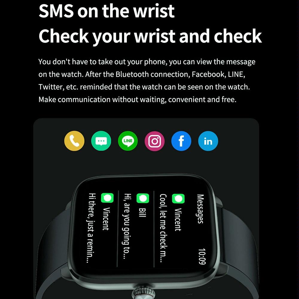 1.96 Inch Ip67 Waterproof Silicone Band Smart Watch Supports Dual-Mode Bluetooth Call / Heart Rate Monitoring - Blue
