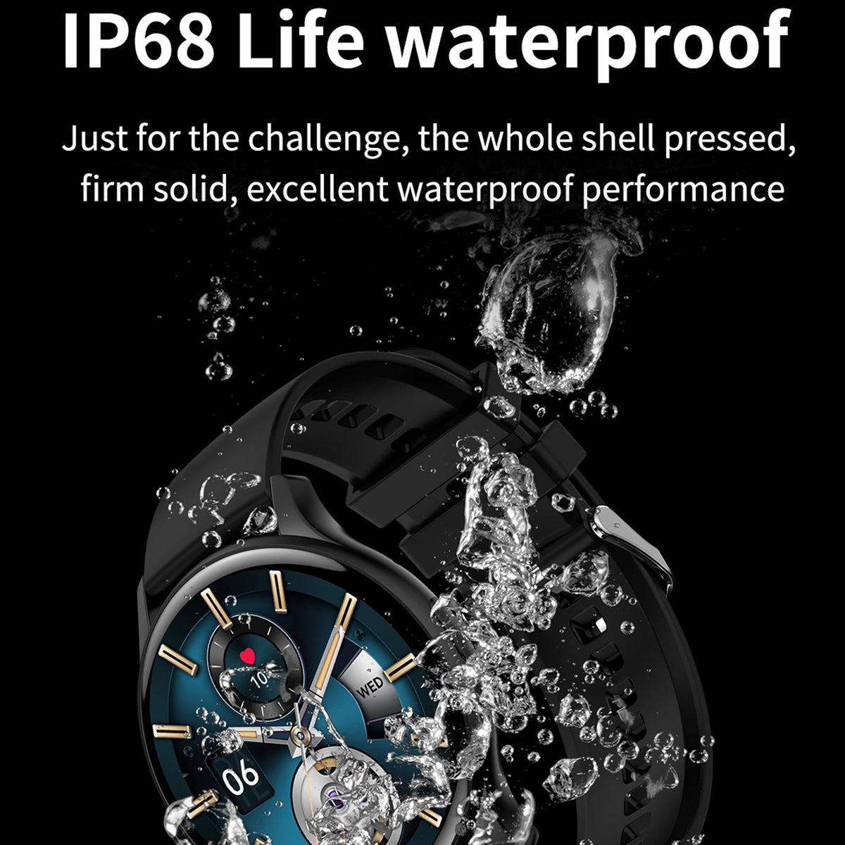 1.43 Inch Bt5.0 Ip67 Sport Smart Watch Support Bluetooth Call / Message Notification / Heart Rate / Blood Pressure Health Monitor - Gold