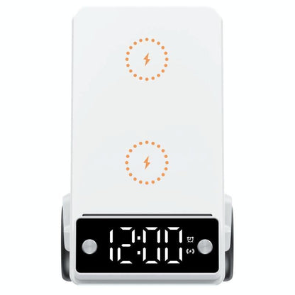6 In 1 Car Shape Speaker With Clock & Wireless Charger - White