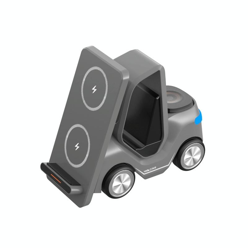15W 3 In 1 Forklift Wireless Charger With Led Light - White