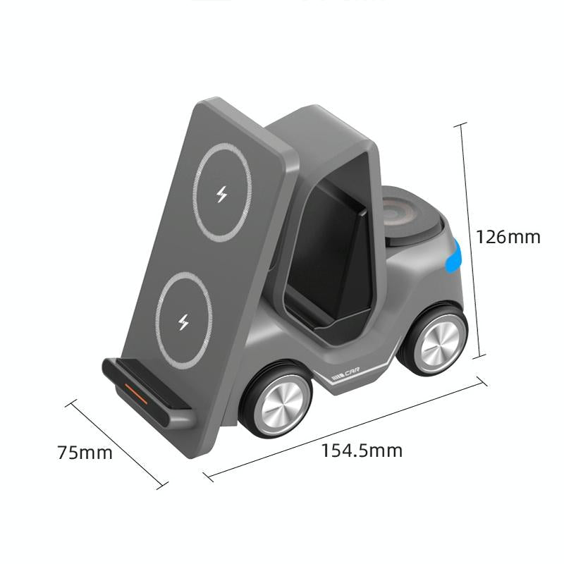 15W 3 In 1 Forklift Wireless Charger With Led Light - White