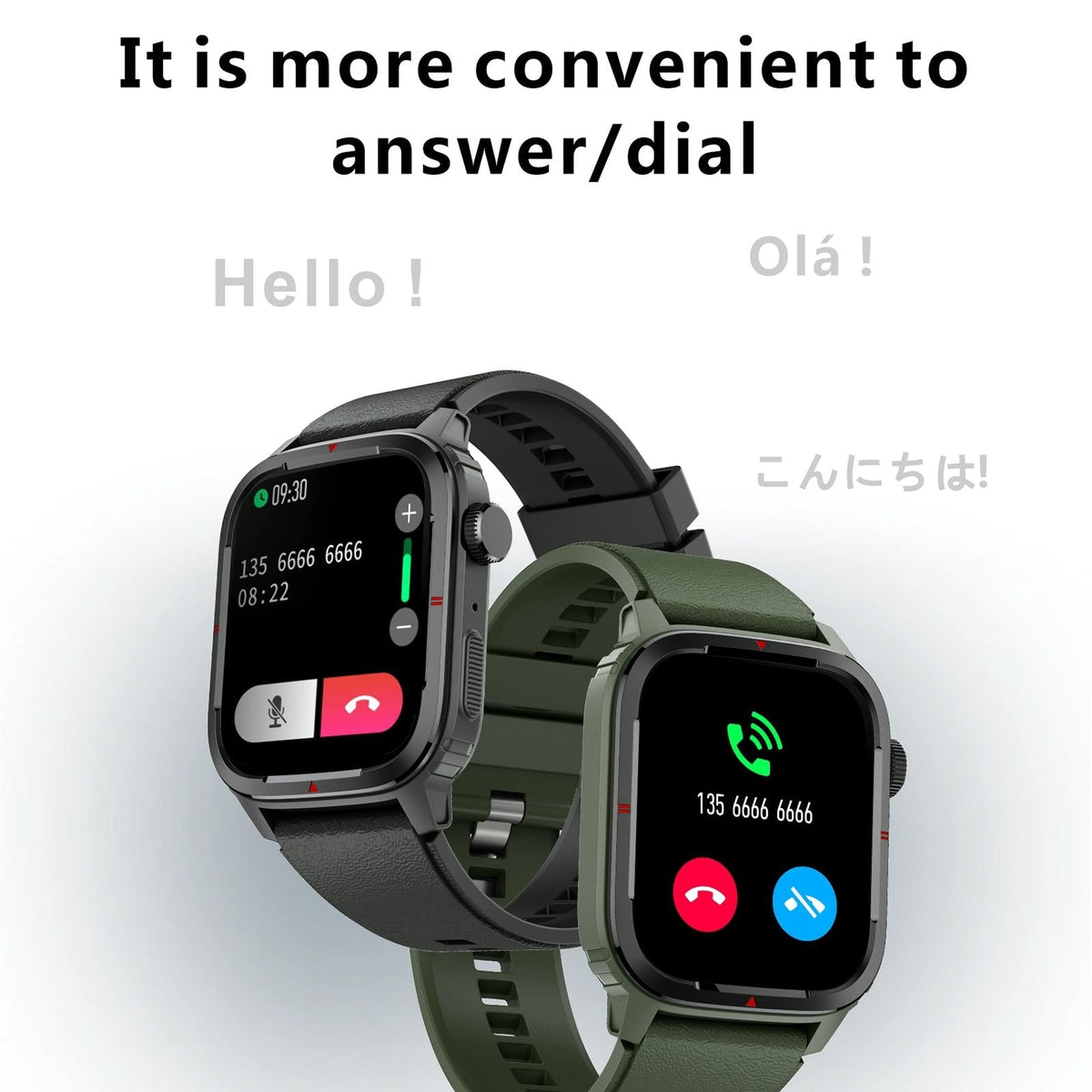 1.7 Inch Tft Hd Screen Smart Watch Support Bluetooth Calling / Blood Pressure Monitoring - Green