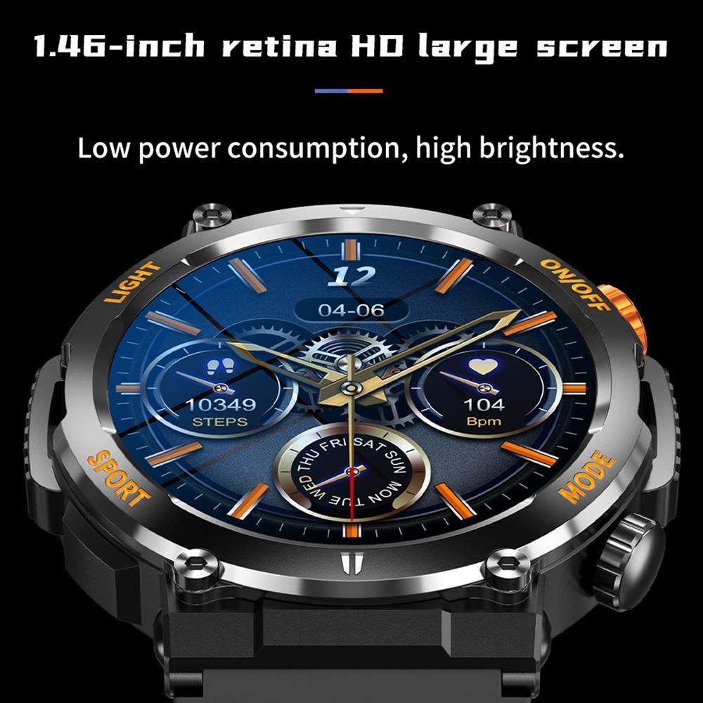 1.46 Inch Round Screen Bluetooth Smart Watch Support Health Monitoring & 100+ Sports Modes - Blue