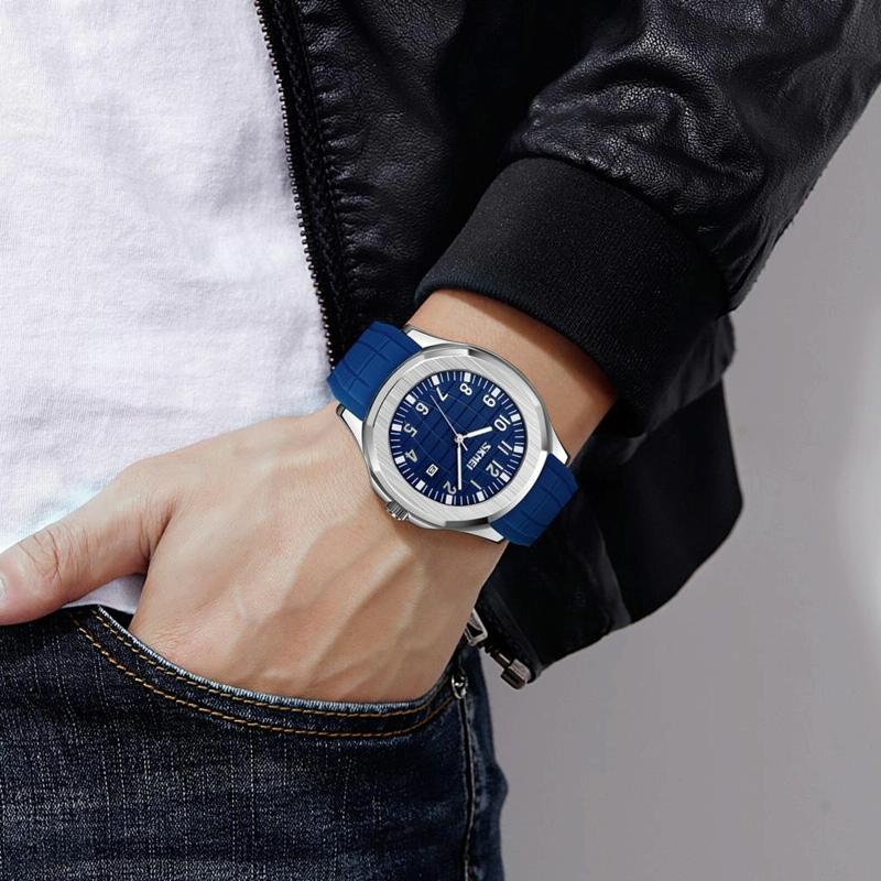 Waterproof Men Multifunctional Outdoor Watch - Black Belt White Noodles