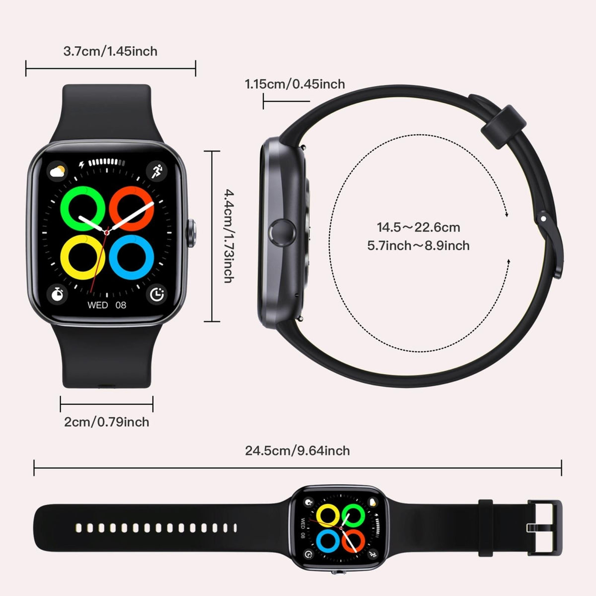 Ip67 Waterproof Smart Bracelet Bluetooth Call Fitness Tracker - Wine Red