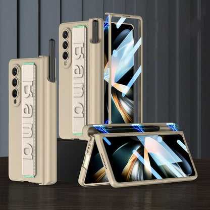 For Samsung Galaxy Z Fold4 5G Foldable Phone Case With Magnetic Hinge And Wrist Strap - Portable And Secure - Carbon Fiber