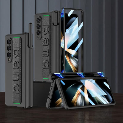 For Samsung Galaxy Z Fold4 5G Foldable Phone Case With Magnetic Hinge And Wrist Strap - Portable And Secure - Carbon Fiber