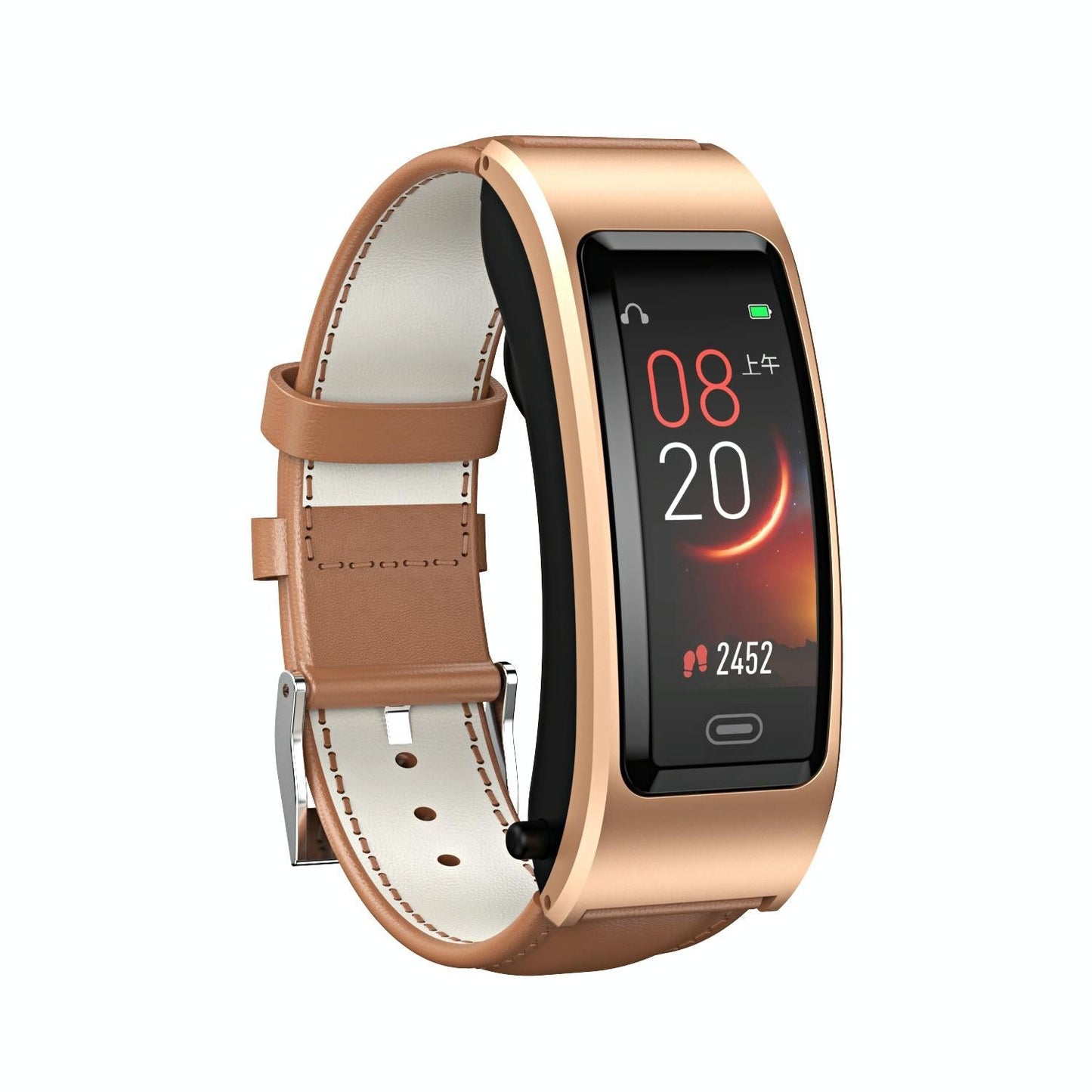 Bluetooth Sleep Heart Monitor Bracelet - B7 - Gold + Black Silicone Strap