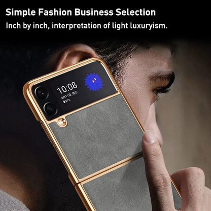 For Samsung Galaxy z Fold4 5G Foldable Lambskin Phone Case - Electroplated - Grey