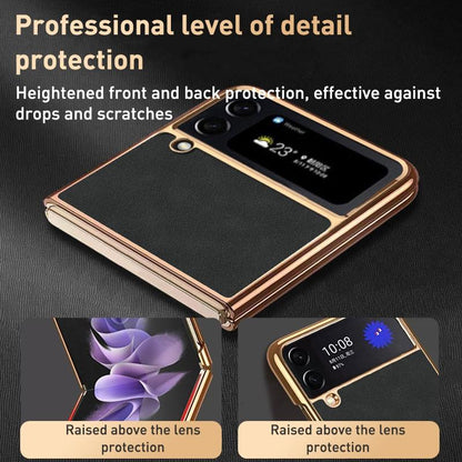 For Samsung Galaxy z Fold4 5G Foldable Lambskin Phone Case - Electroplated - Grey