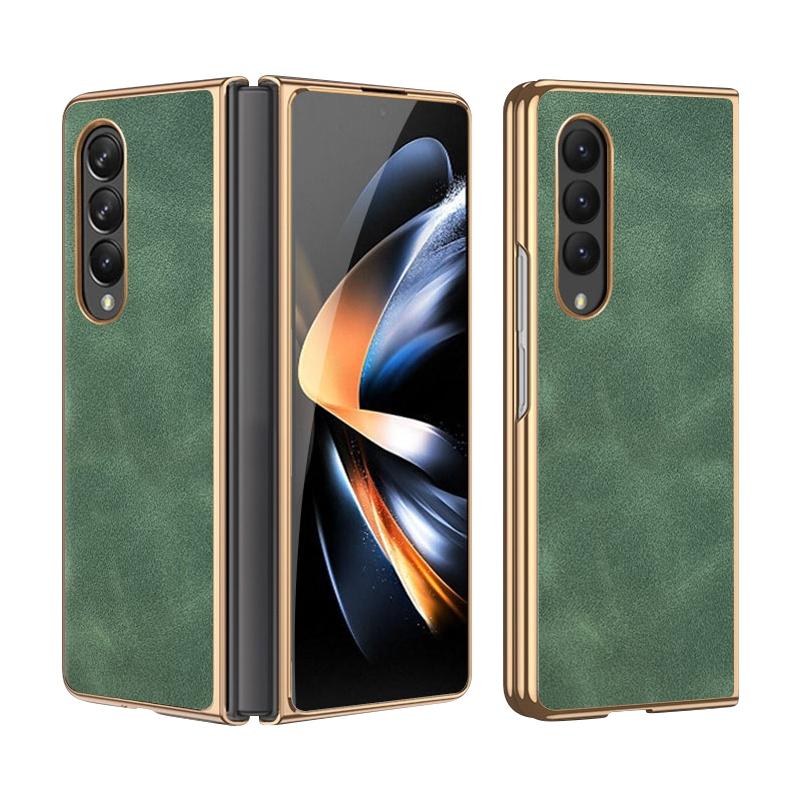 For Samsung Galaxy z Fold4 5G Foldable Lambskin Phone Case - Electroplated - Grey