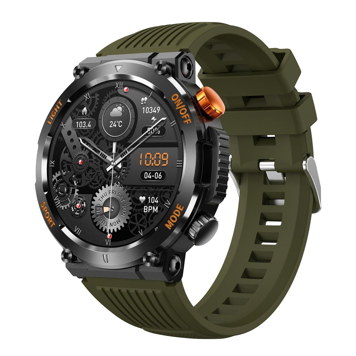 1.46 Inch Round Screen Bluetooth Smart Watch Support Health Monitoring & 100+ Sports Modes - Green