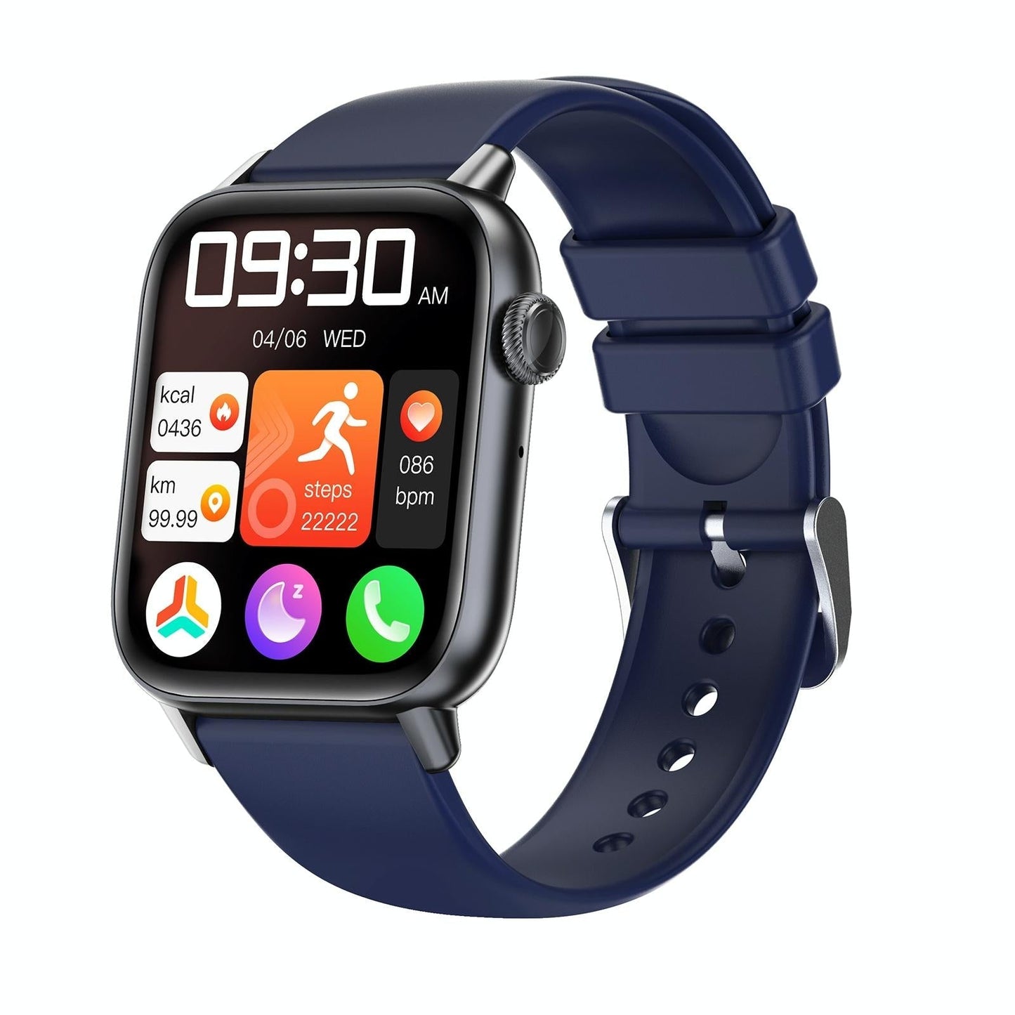 1.83 Inch Bt5.2 Smart Sport Watch Support Sleep / Heart Rate / Blood Oxygen / Temperature / Blood Pressure Health Monitor - Black + Blue