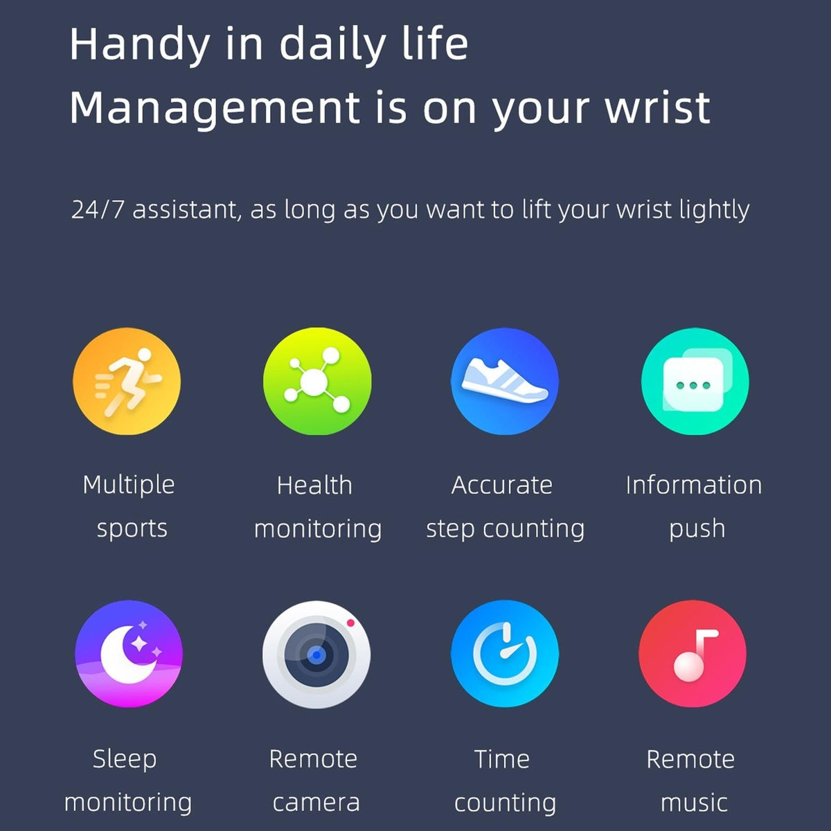 1.69 Inch Ip67 Waterproof Smart Watch With Touch Screen Health Monitoring - Blue