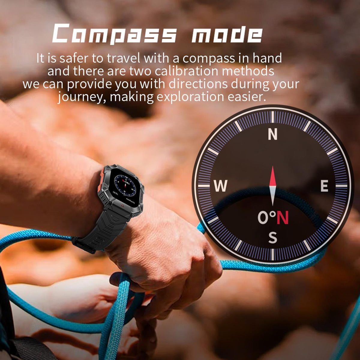 2.0 Inch Bt5.1 Ip67 Sport Smart Watch Support Bluetooth Call / Sleep / Blood Oxygen / Heart Rate / Blood Pressure Health Monitor - Black + Camouflage