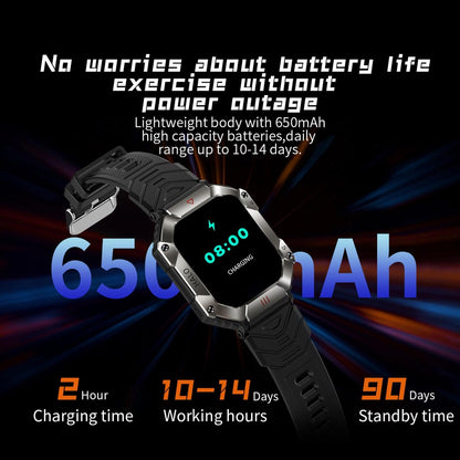 2.0 Inch Bt5.1 Ip67 Sport Smart Watch Support Bluetooth Call / Sleep / Blood Oxygen / Heart Rate / Blood Pressure Health Monitor - Black + Camouflage