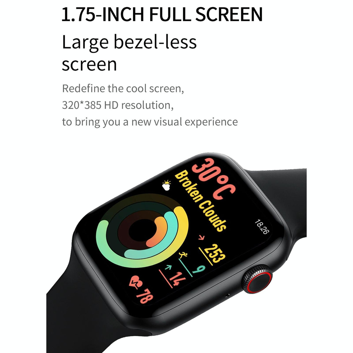 1.75 Inch Full Screen Ip67 Waterproof Smart Watch Support Sleep Monitor / Heart Rate Monitor / Bluetooth Call - Blue