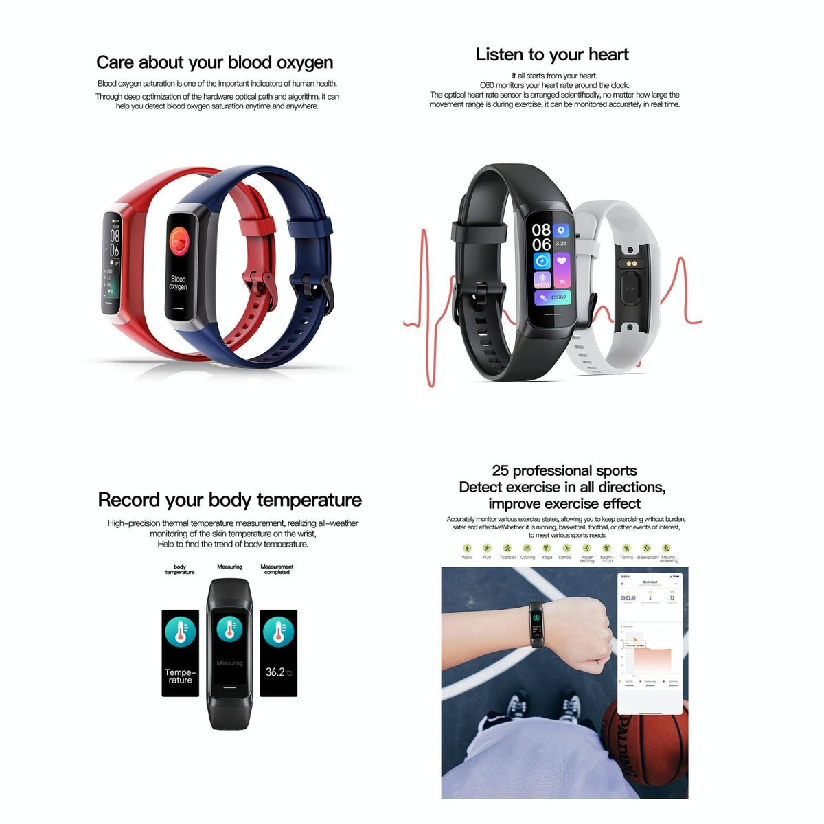 Ip67 Waterproof Smart Fitness Band - Compact And Durable - Purple
