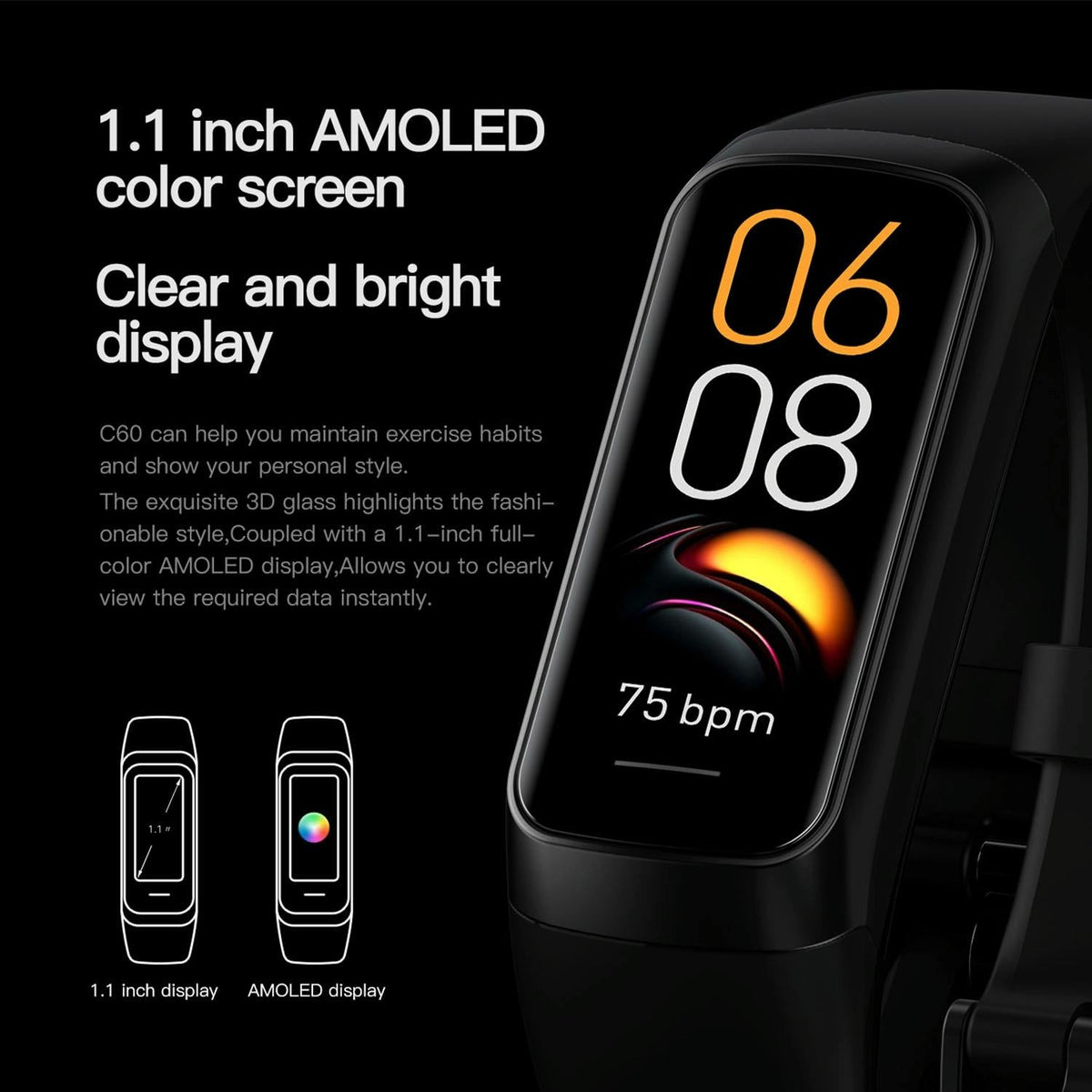Ip67 Waterproof Smart Fitness Band - Compact And Durable - Purple