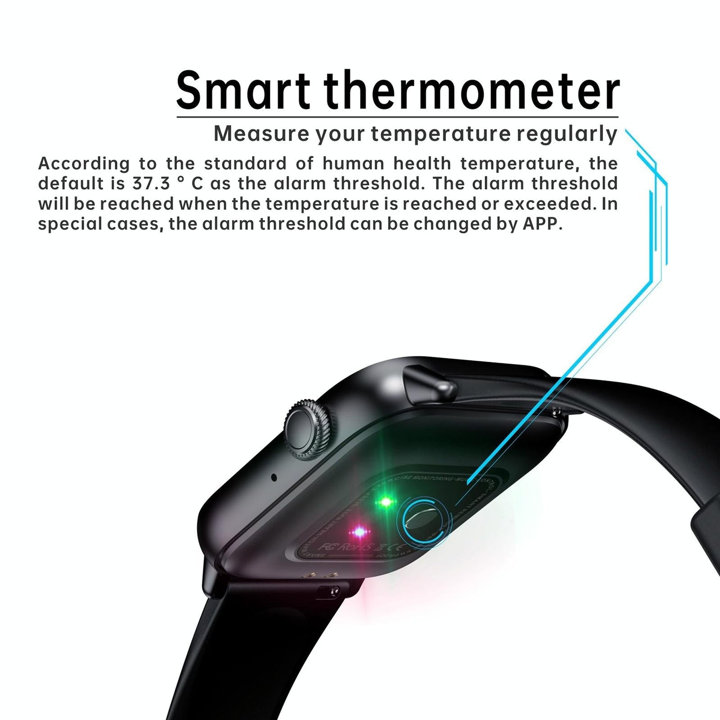 1.83 Inch Bt5.2 Smart Sport Watch Support Sleep / Heart Rate / Blood Oxygen / Temperature / Blood Pressure Health Monitor - Black + Green