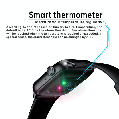 1.83 Inch Bt5.2 Smart Sport Watch Support Sleep / Heart Rate / Blood Oxygen / Temperature / Blood Pressure Health Monitor - Black + Green