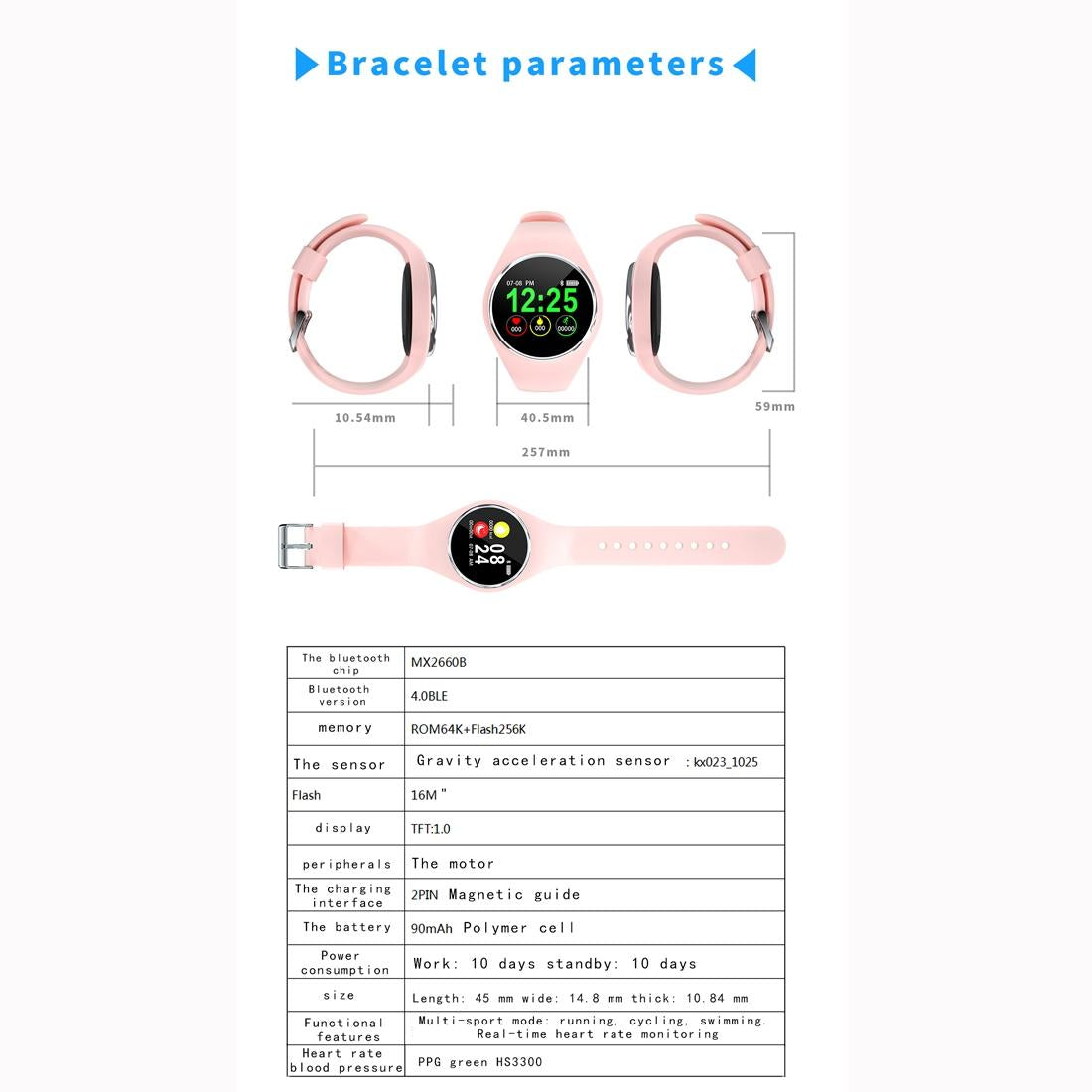 Waterproof Bluetooth Smartwatch With Call / Heart / Bp / Sleep Monitoring - Ip67 - Pink