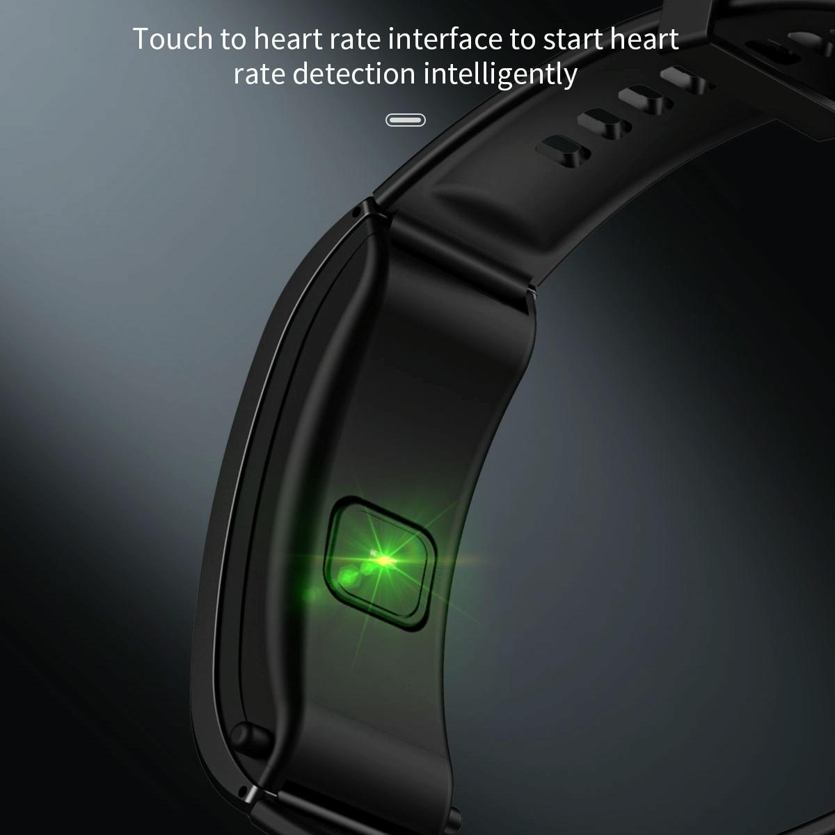 Bluetooth Sleep Heart Monitor Bracelet - B7 - Silver + Black Silicone Strap