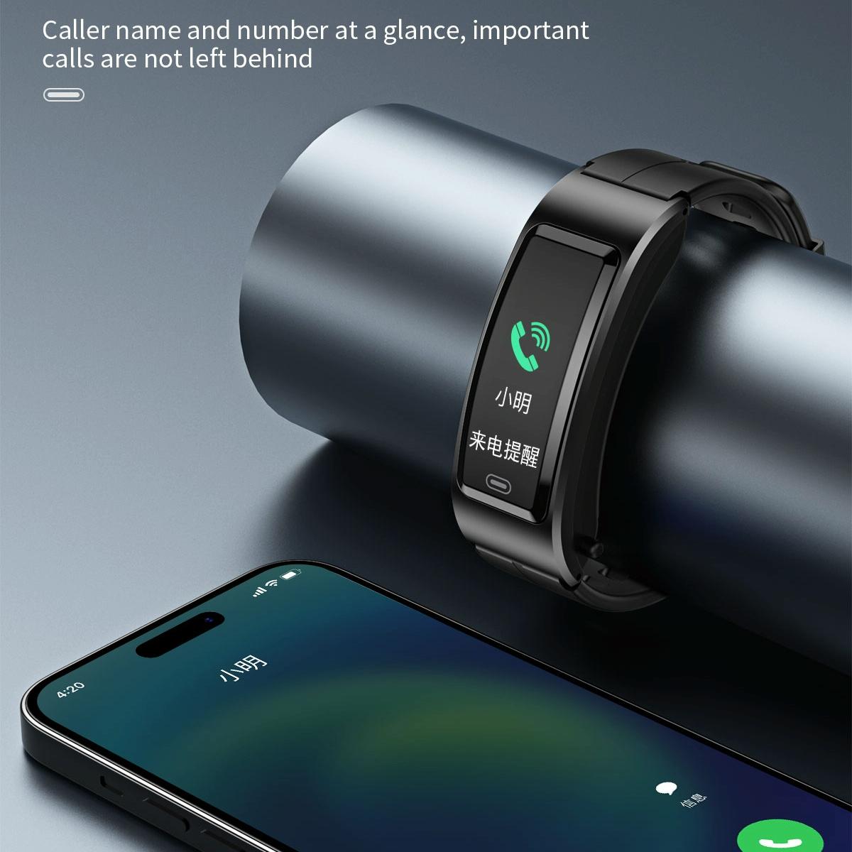 Bluetooth Sleep Heart Monitor Bracelet - B7 - Silver + Black Silicone Strap