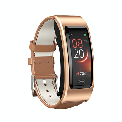 Bluetooth Sleep Heart Monitor Bracelet - B7 - Silver + Black Silicone Strap