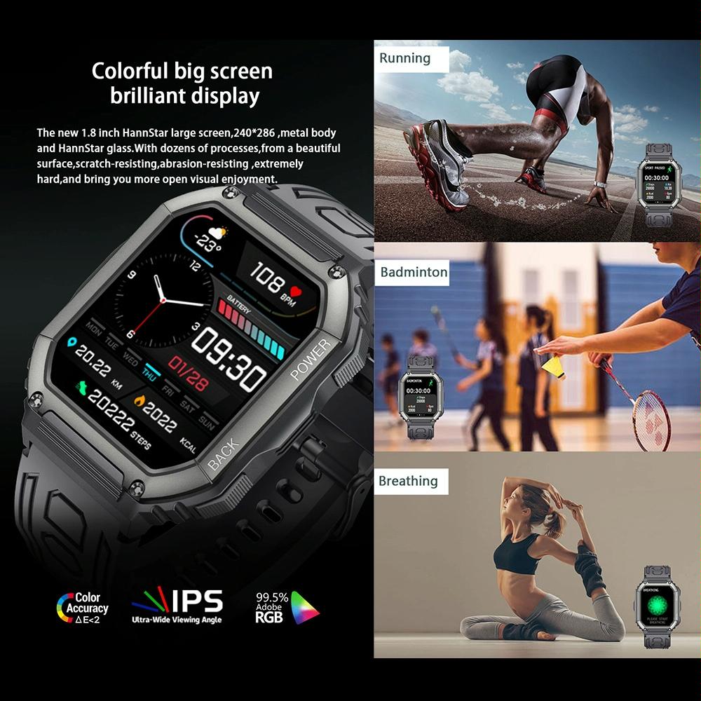 Waterproof Pedometer Sport Smart Watch Support Heart Rate / Blood Pressure Monitoring / Bt Calling - Green