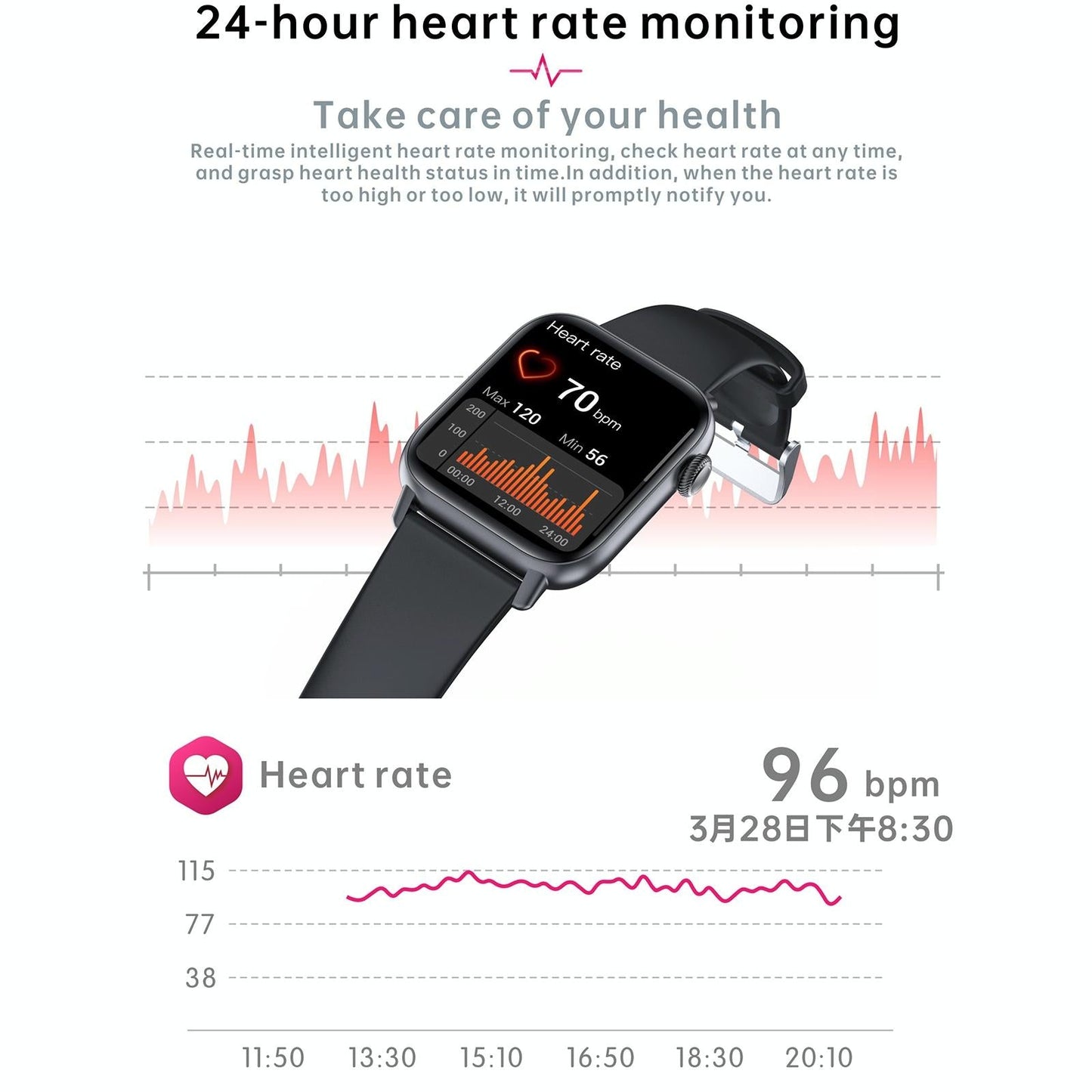 1.83 Inch Bt5.2 Smart Sport Watch Support Sleep / Heart Rate / Blood Oxygen / Temperature / Blood Pressure Health Monitor - Gold + Black