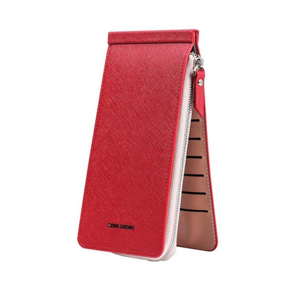 Ultra Thin Multi Card Wallet Multi Function Card Holder - Red