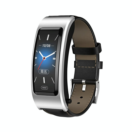 Bluetooth Sleep Heart Monitor Bracelet - B7 - Silver + Black Leather Belt