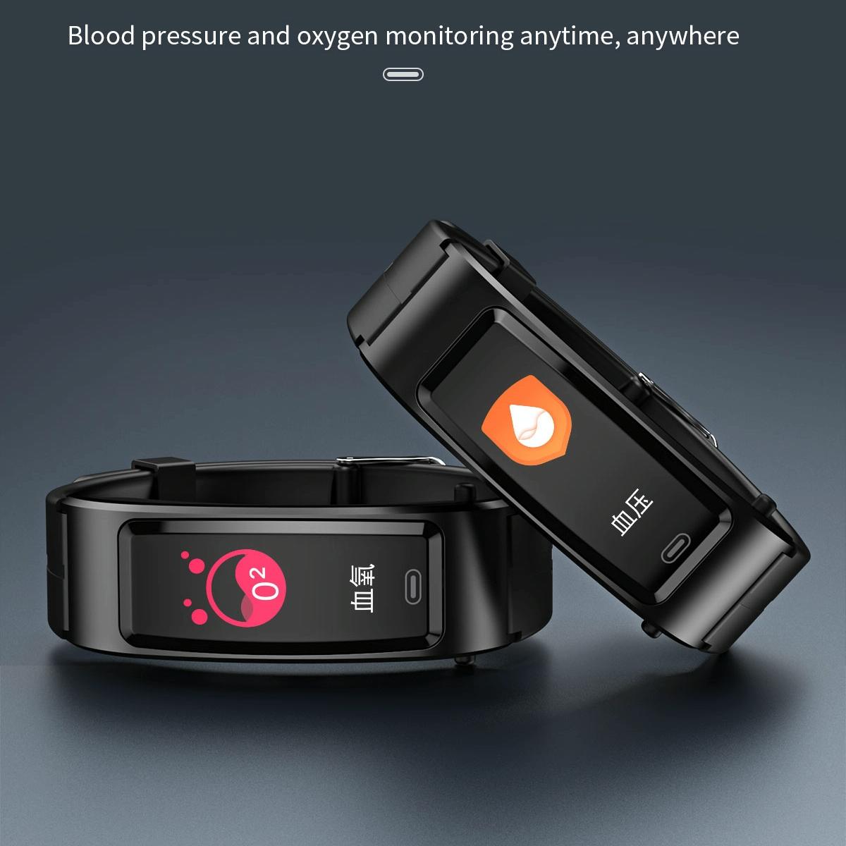 Bluetooth Sleep Heart Monitor Bracelet - B7 - Silver + Black Leather Belt
