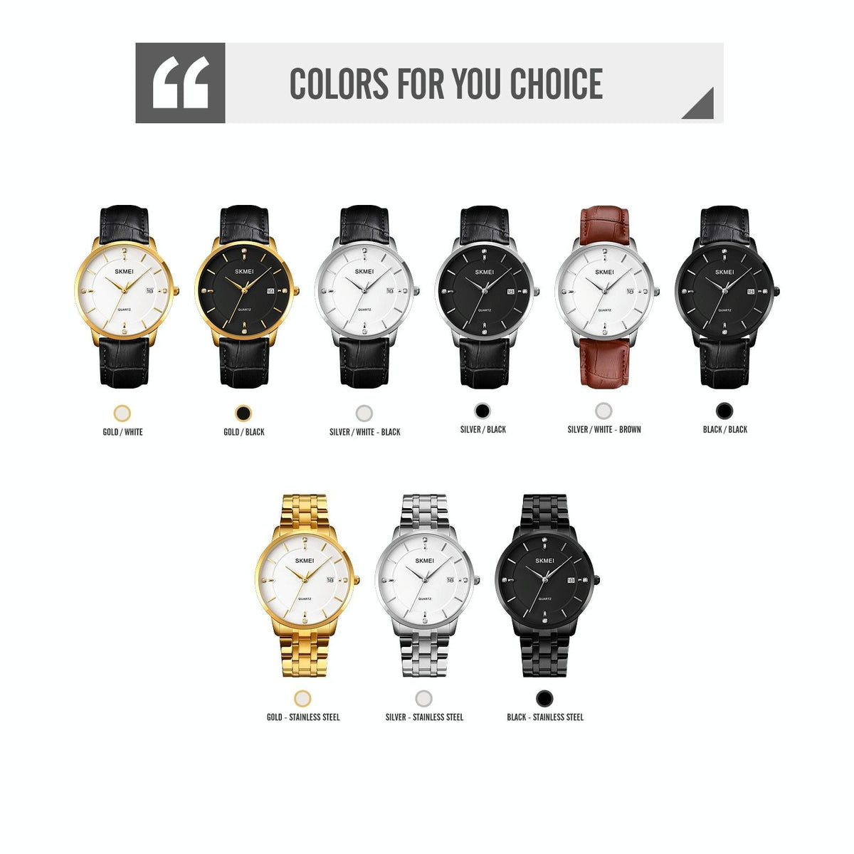 Men Casual Quartz Watch with Calendar - 1801 - Silver Steel Belt