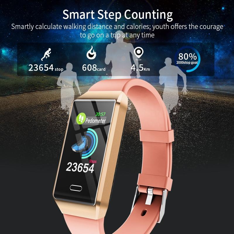 Waterproof Smart Bracelet With Tft Screen - 6 Inches - Grey