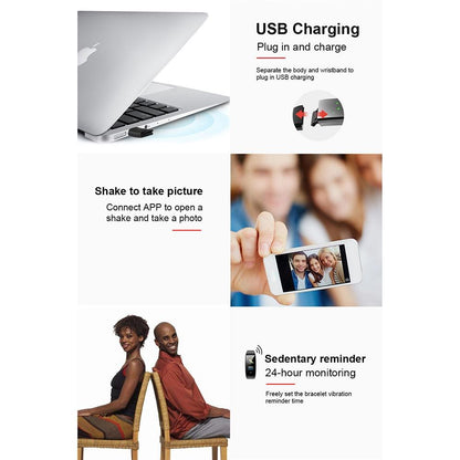 Smart Bracelet With Call Reminder Heart Rate & Sleep Monitoring - Ip67 Waterproof - Blue