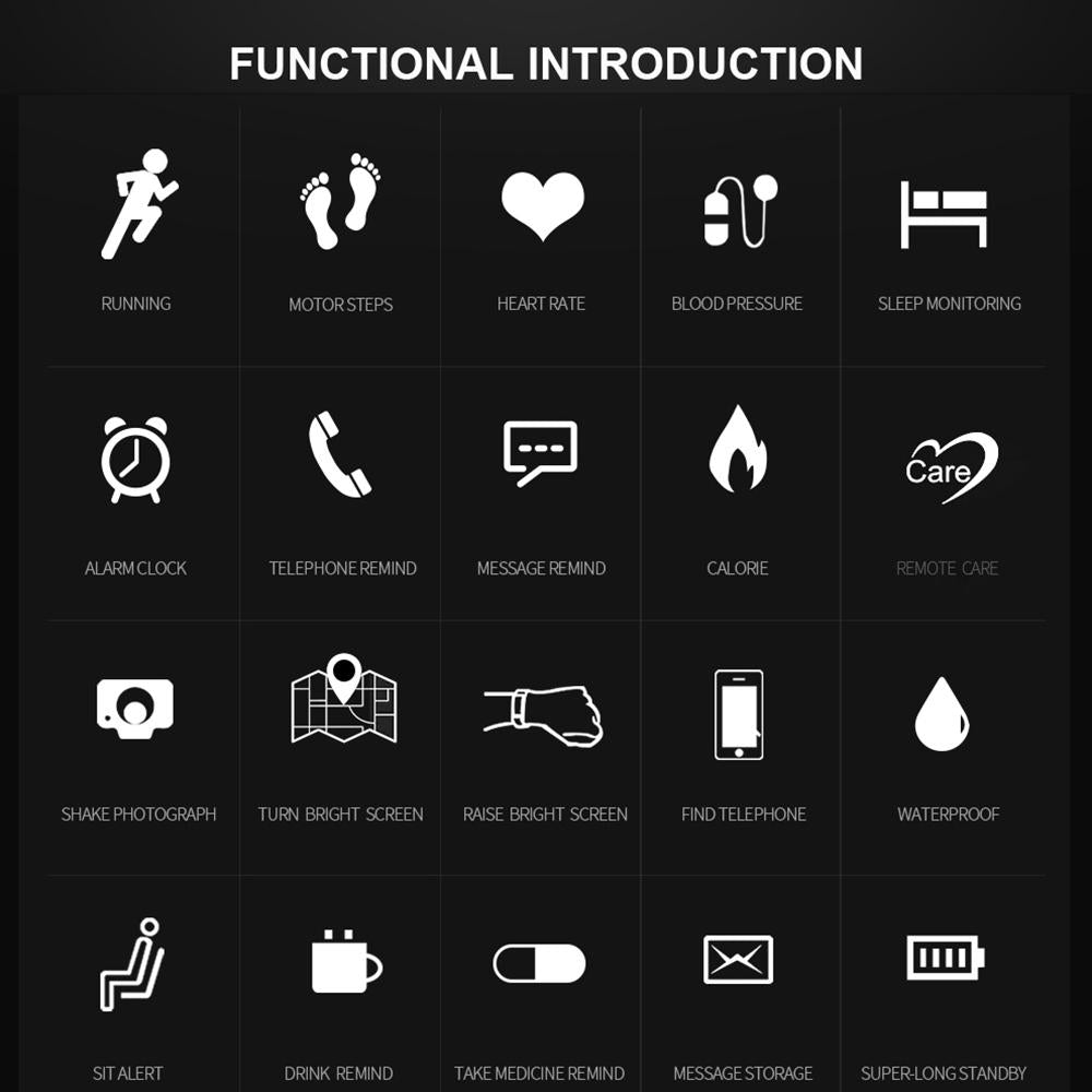 Smart Bracelet With Call Reminder Heart Rate & Sleep Monitoring - Ip67 Waterproof - Blue