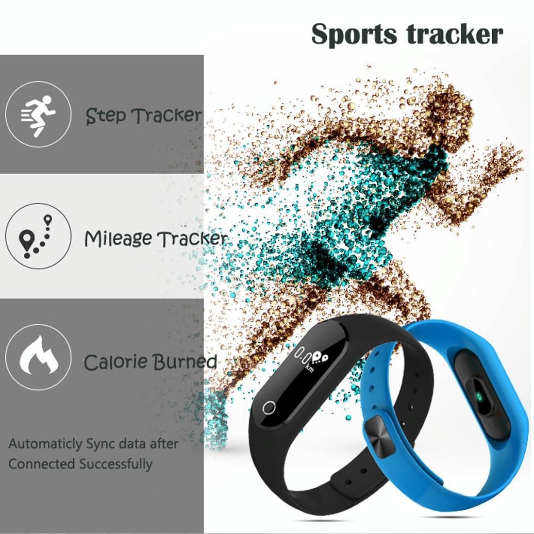 Waterproof Oled Smart Bracelet With Bluetooth Hr Monitor Pedometer And Remote Capture For Android / Ios - Blue