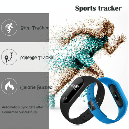 Waterproof Oled Smart Bracelet With Bluetooth Hr Monitor Pedometer And Remote Capture For Android / Ios - Blue