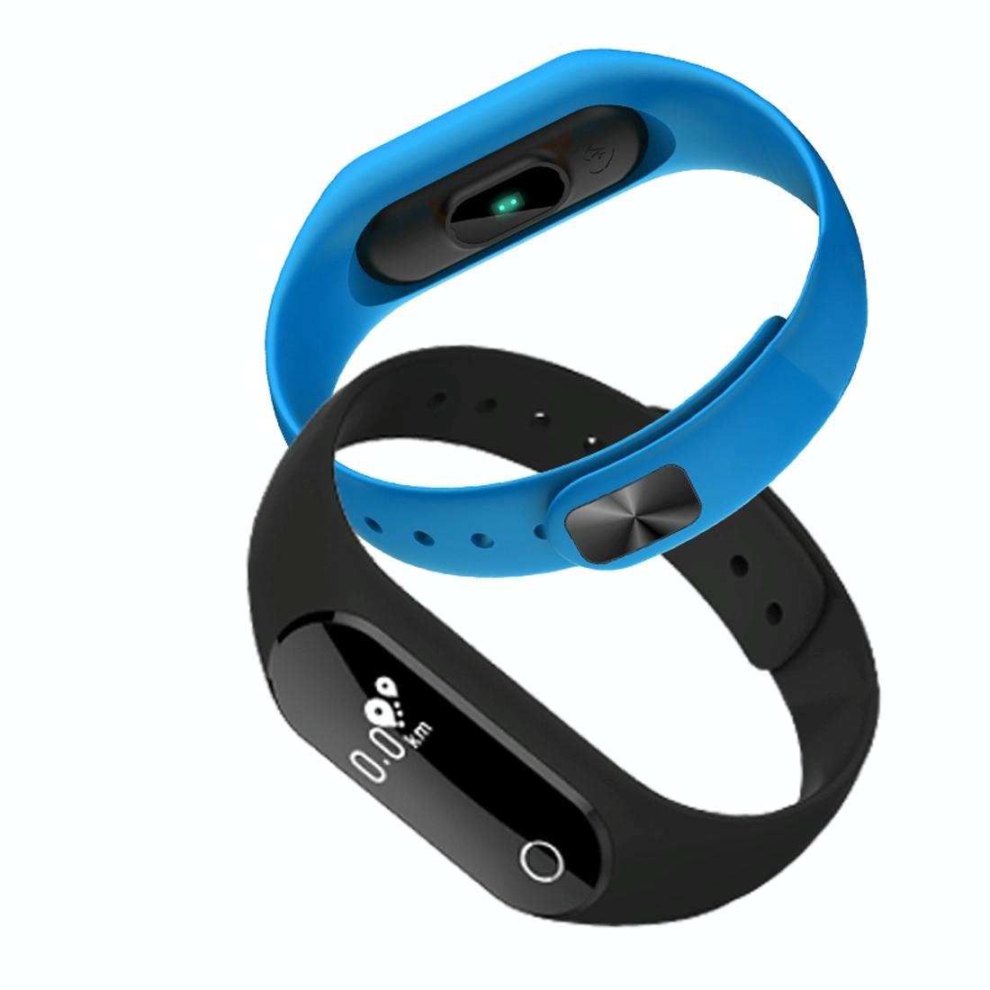Waterproof Oled Smart Bracelet With Bluetooth Hr Monitor Pedometer And Remote Capture For Android / Ios - Blue