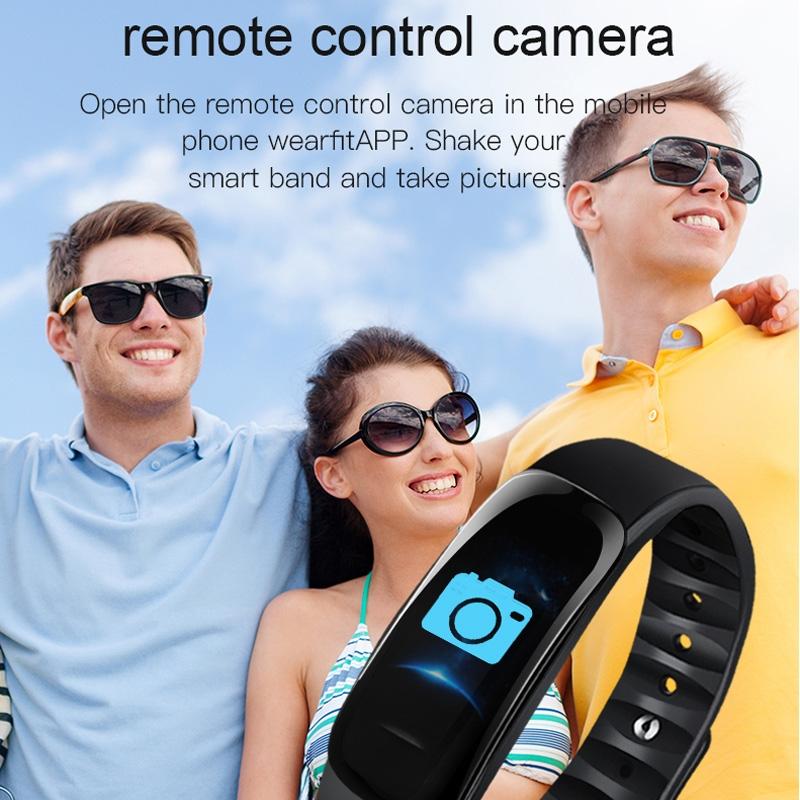 Smart Bracelet With Call Reminder Hr / Bp Monitoring Sleep / Sedentary Tracking And Remote Control - Blue