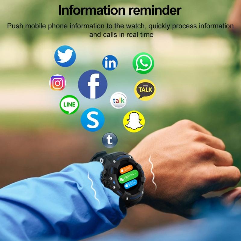1.28 Inch Waterproof Smart Watch With Heart Rate & Blood Pressure Monitoring - Blue
