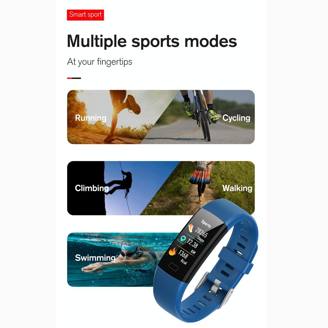 Smart Health Bracelet With Call Reminder And Monitoring - Blue