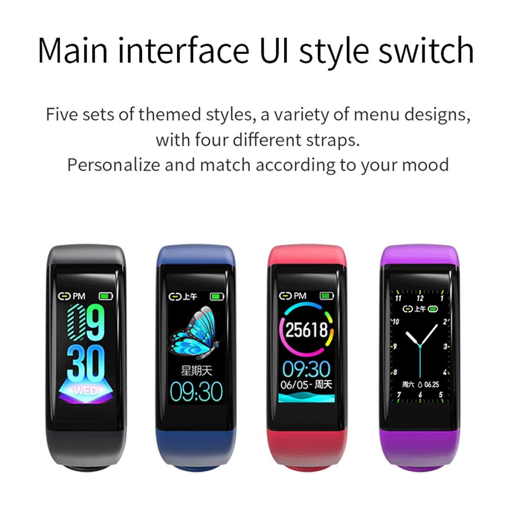 Waterproof Smart Bracelet With Call Heart Rate Bp Sleep And Sedentary Functions - Blue